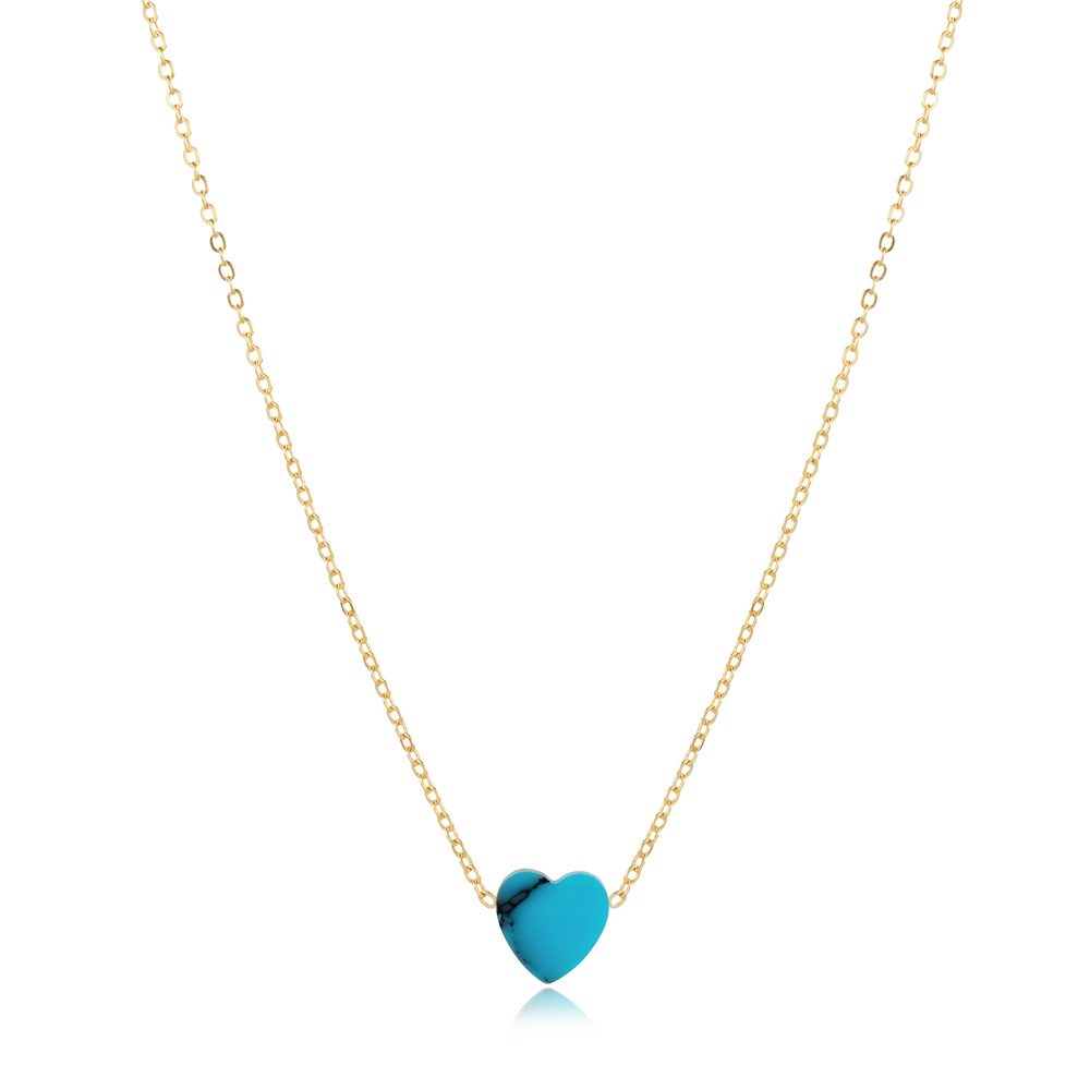 Turquoise Heart Design 925 Charm Necklace