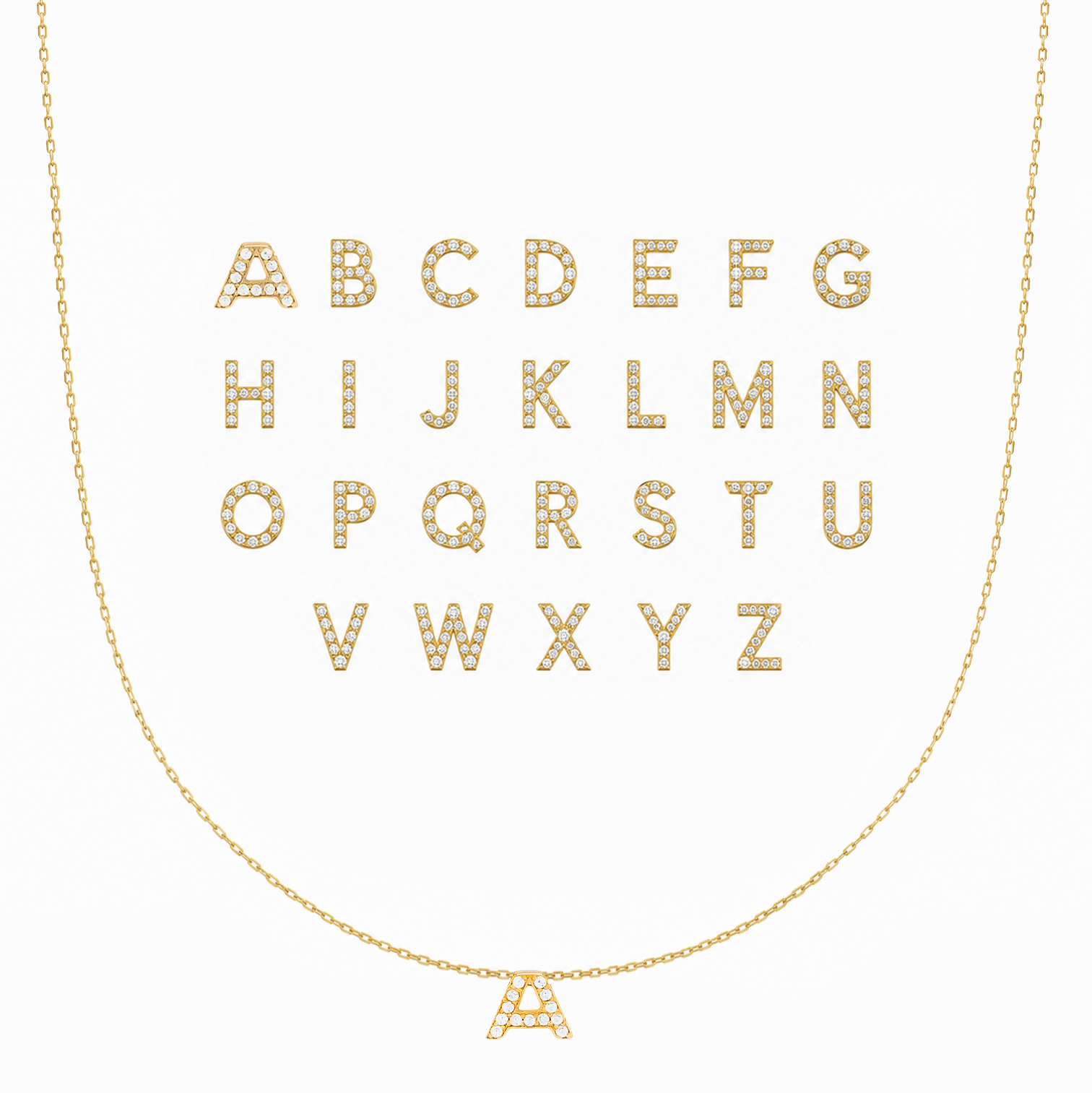 Initial Alphabet letter A Charm Zircon Stone Pendant. Wholesale 925 Sterling Silver Jewelry