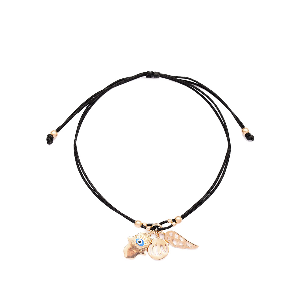 Hamsa Design Evil Eye Handmade Adjustable Turkish Wholesale Silver Knitting Bracelet