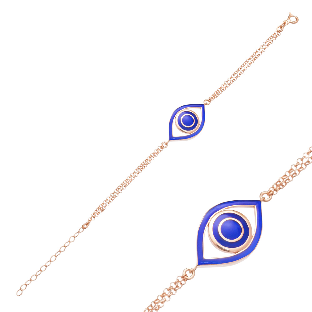 Enamel Evil Eye Design Bracelet Wholesale 925 Sterling Silver Jewelry