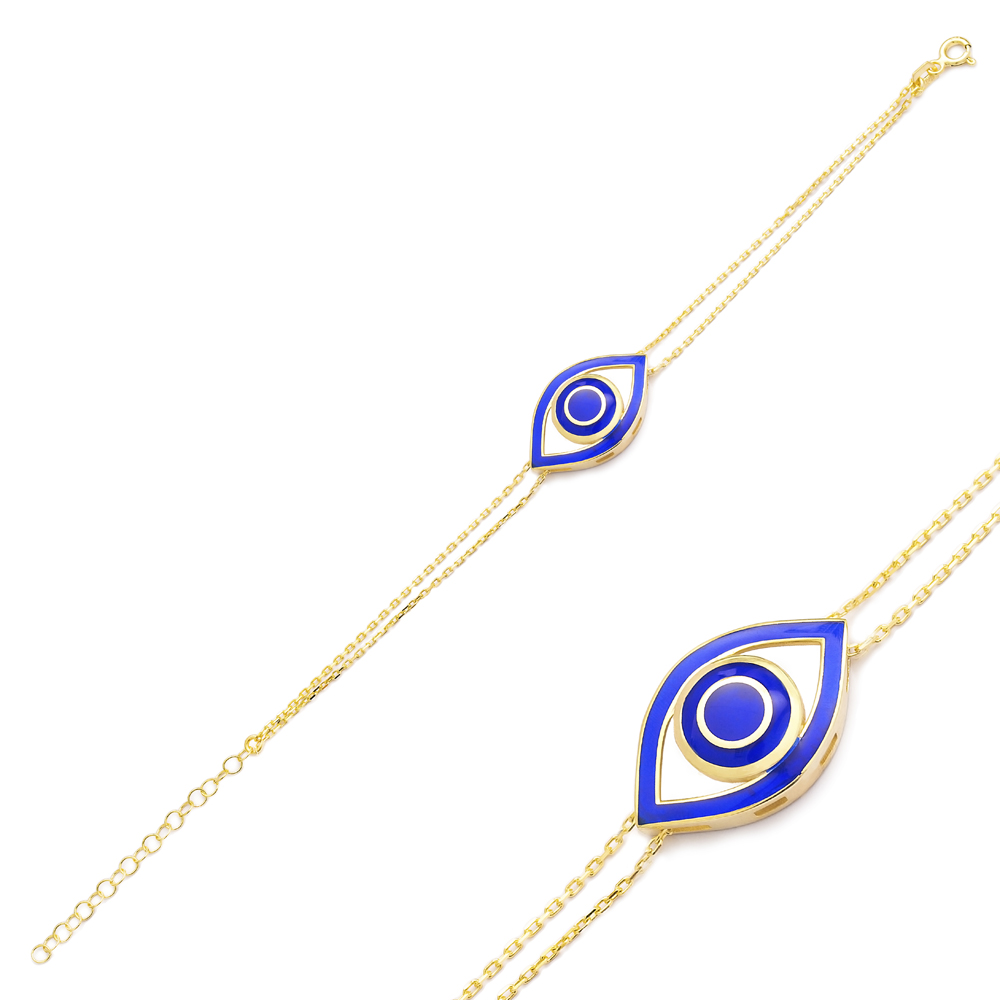 Enamel Evil Eye Design Bracelet Wholesale 925 Sterling Silver Jewelry