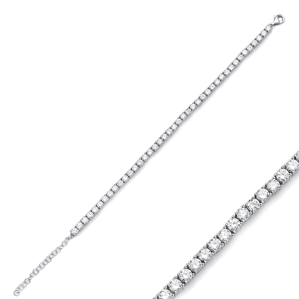 Ø3.5 mm Round Stone Tennis Bracelet Turkish Handcrafted Wholesale 925 Sterling Silver Jewelry