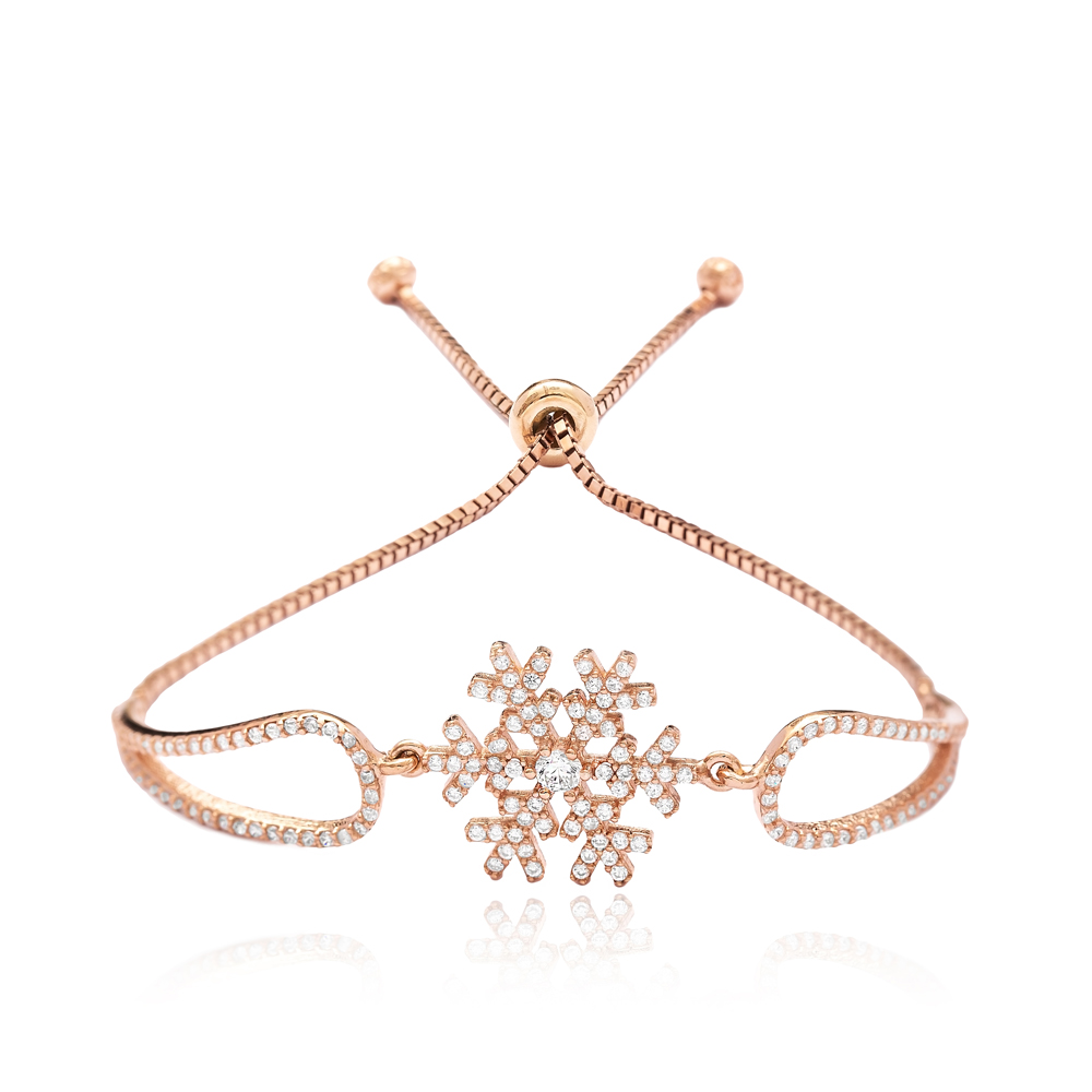 Fashionable Snowflake Design Tennis Bracelet Adjustable Wholesale 925 Sterling Silver Jewelry