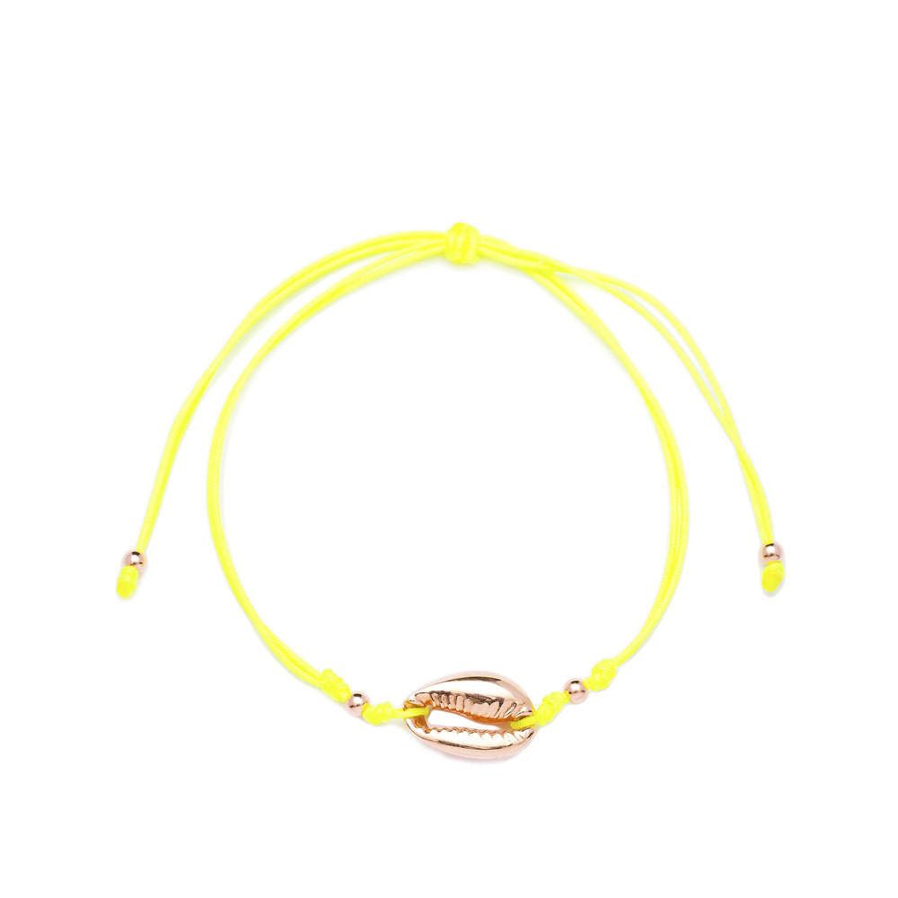Yellow Color 15 x 10 mm Size Seashell Design Adjustable Knitting Bracelet Turkish Wholesale Handmade 925 Sterling Silver