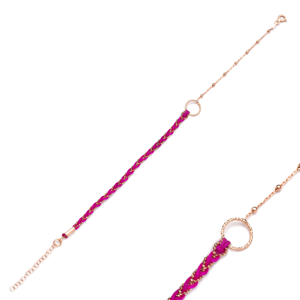 Pink Colour Ball Chain Unique Design Trendy Bracelet Wholesale Turkish 925 Sterling Silver Jewelry