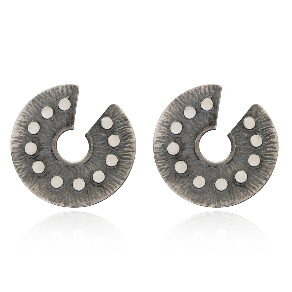 Rustic Oxidized Earring Wholesale Handmade Turkish 925 Silver Sterling Jewelry