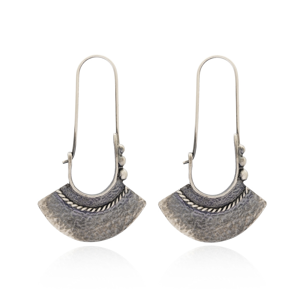 Hammered Oxidized Earring Wholesale Handmade Turkish 925 Silver Sterling Jewelry