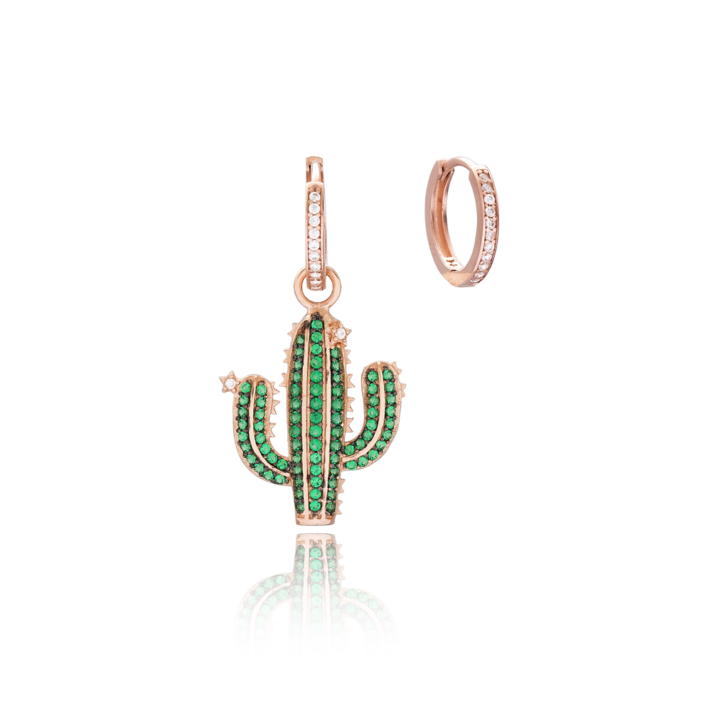 Green Cactus Design Handmade 925 Sterling Silver Earrings