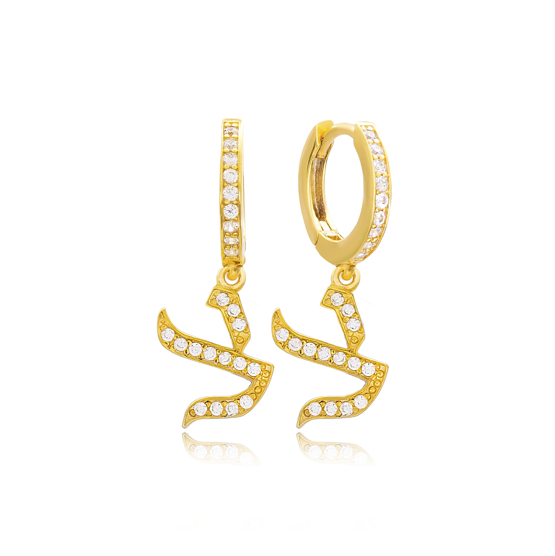Tzadi Letter Hebrew Alphabet Wholesale Handmade 925 Sterling Silver Dangle Earrings