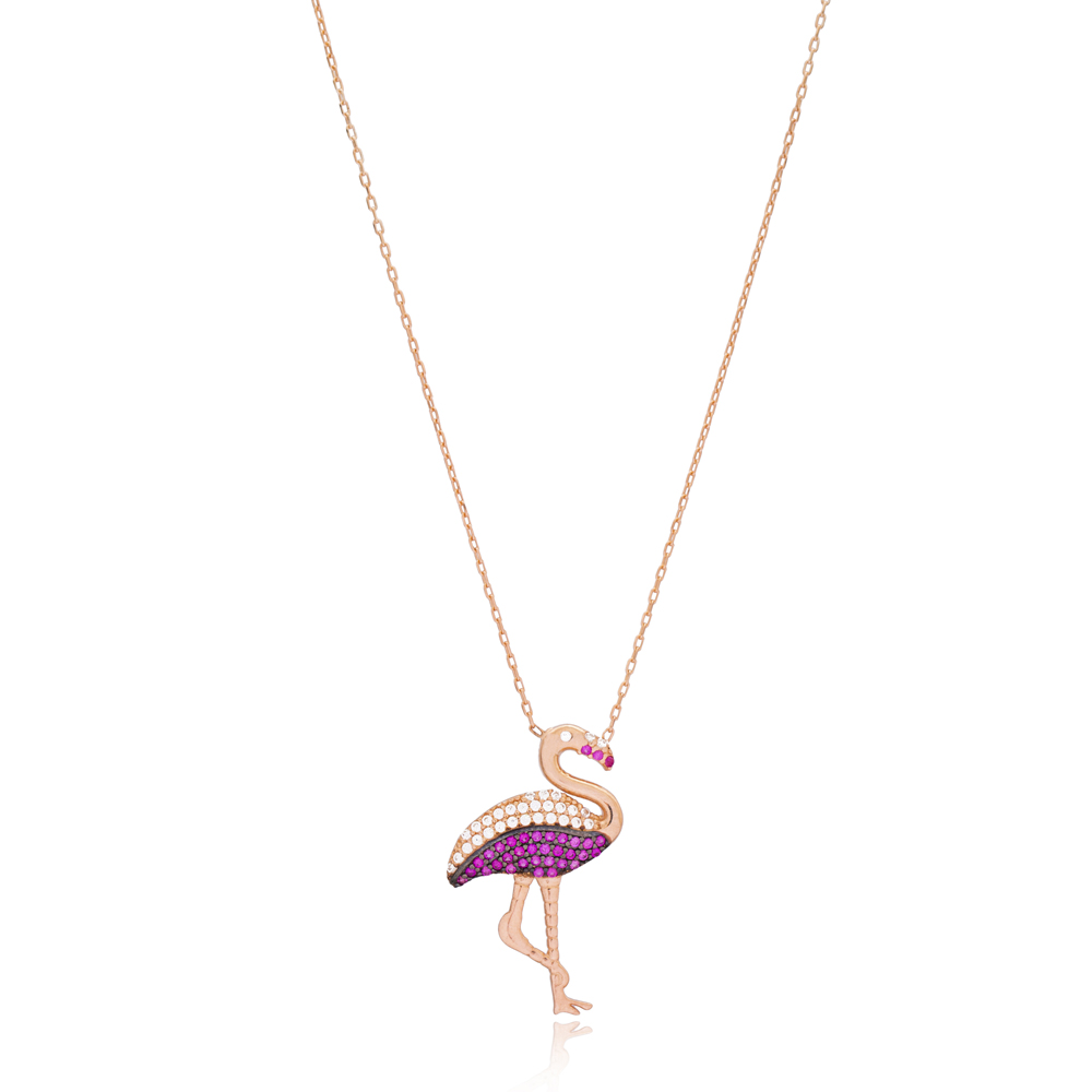 Flamingo Design Pendant Turkish Wholesale 925 Sterling Silver Jewelry