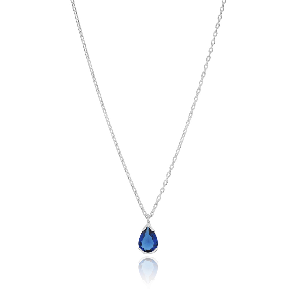 Sapphire Teardrop Gemstone Pendant In Wholesale 925 Sterling Silver Jewelry