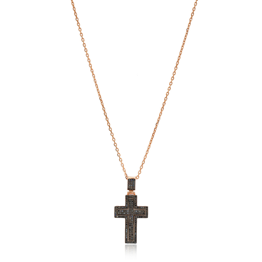 Cross Pave Zircon Design Pendant Turkish Wholesale 925 Sterling Silver