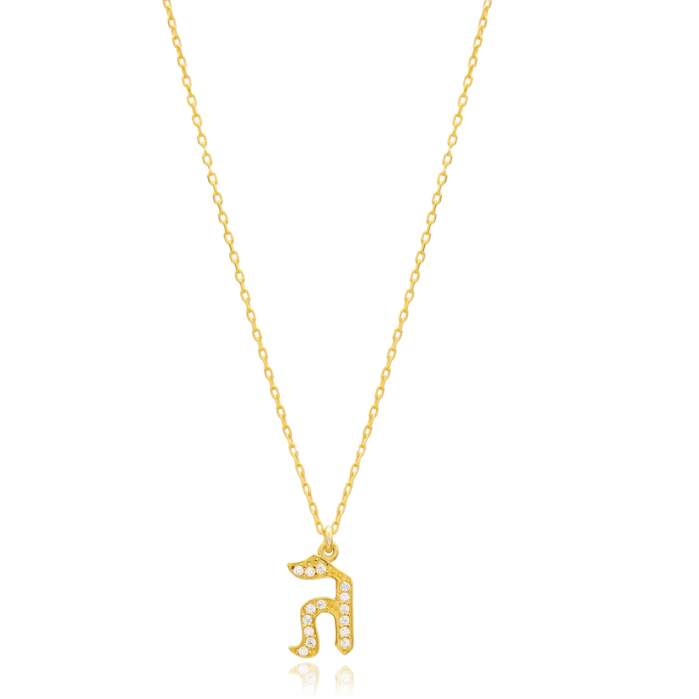 Gimel Letter Hebrew Alphabet Design Wholesale Handmade 925 Silver Sterling Necklace
