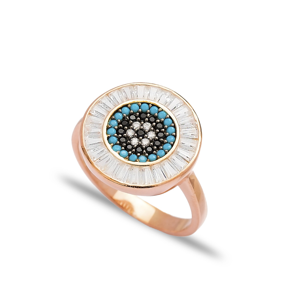 Baguette Evil Eye Ring Wholesale Handcrafted 925 Sterling Silver Ring