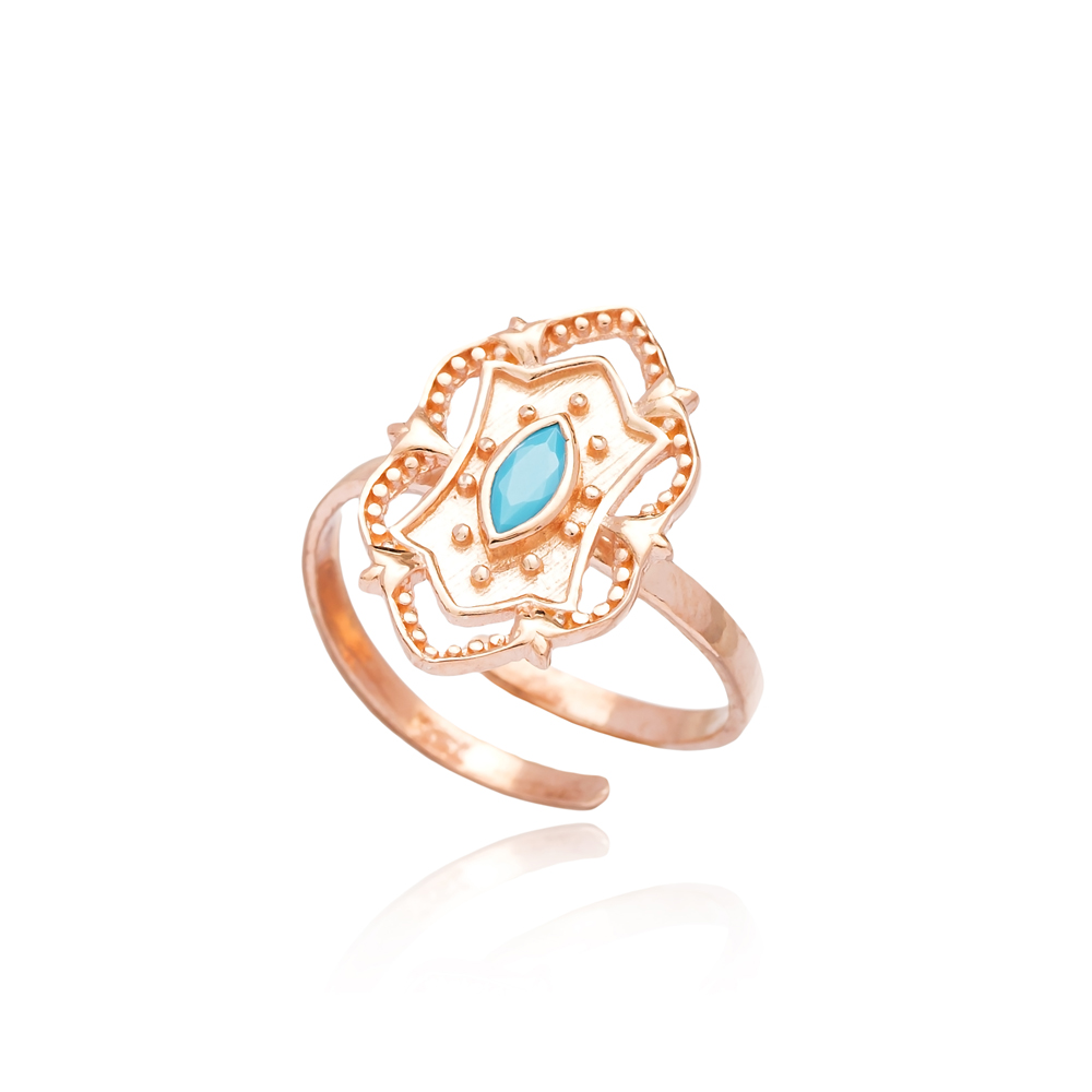 Turquoise Stone Fashionable Silver Ring Turkish Wholesale Handcrafted Silver Jewelry