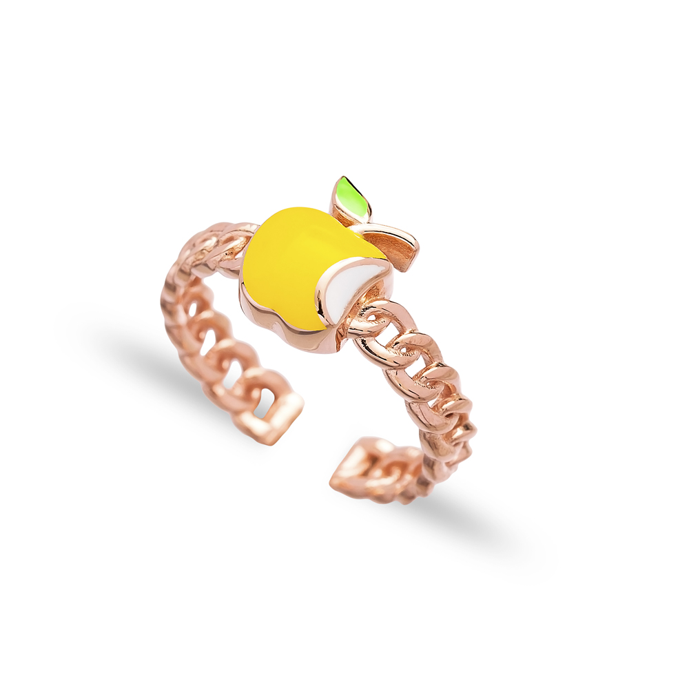 Yellow Apple Design Adjustable Ring Wholesale 925 Silver Sterling Jewelry