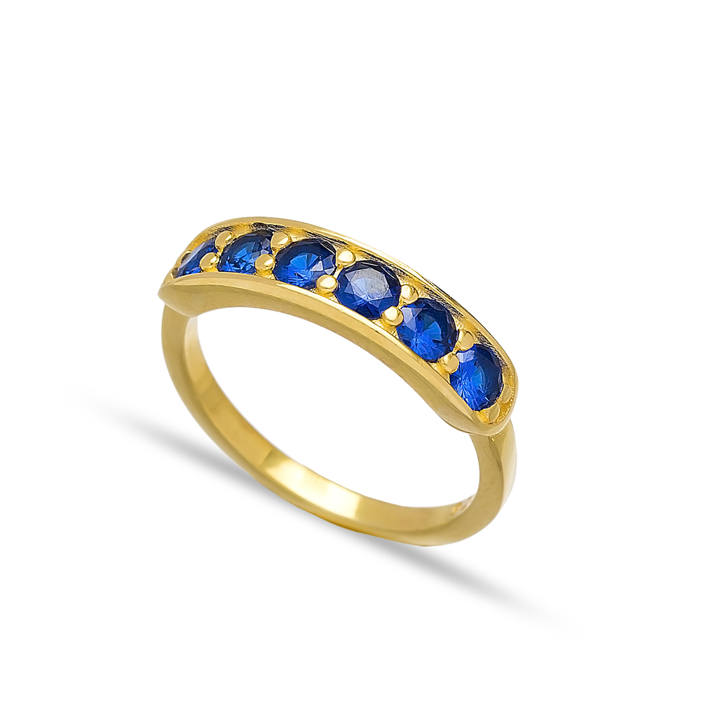 Sapphire Stone Band Rings Turkish Wholesale 925 Sterling Silver Jewelry