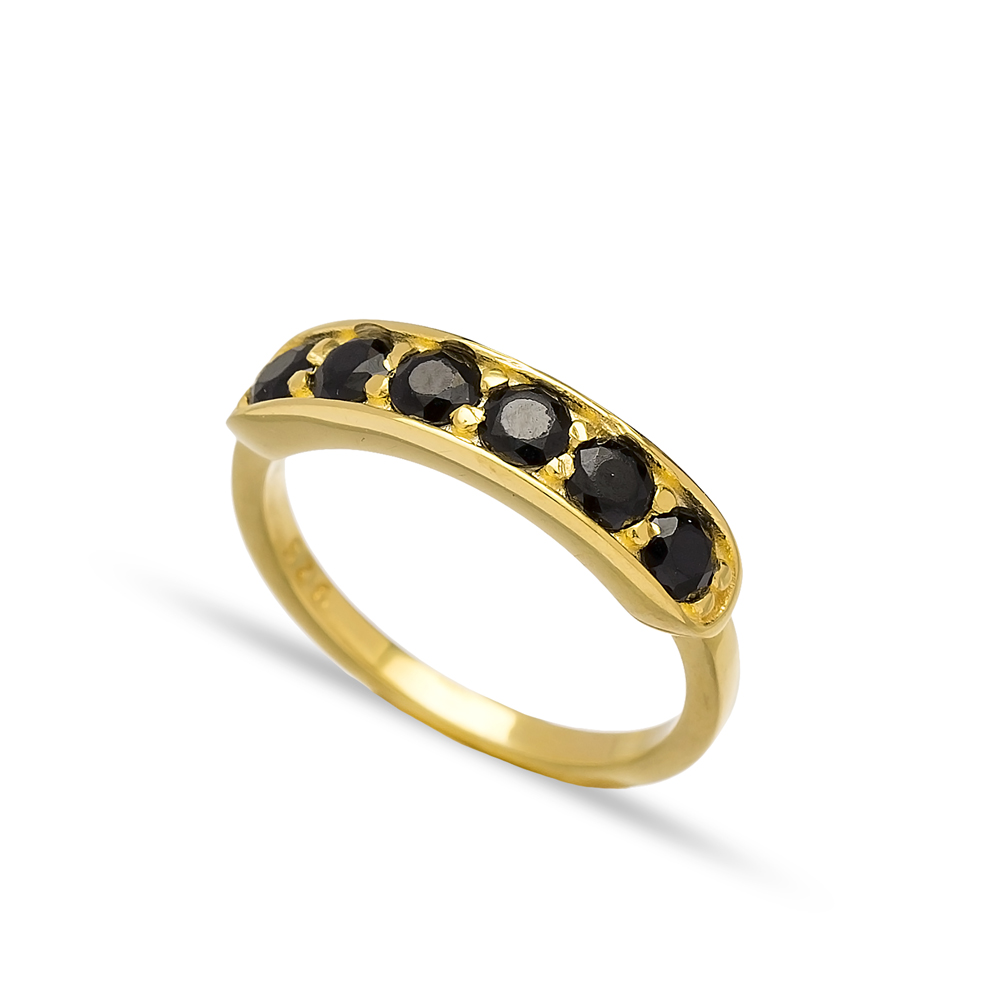 Black Zircon Stone Band Rings Turkish Wholesale 925 Sterling Silver Jewelry