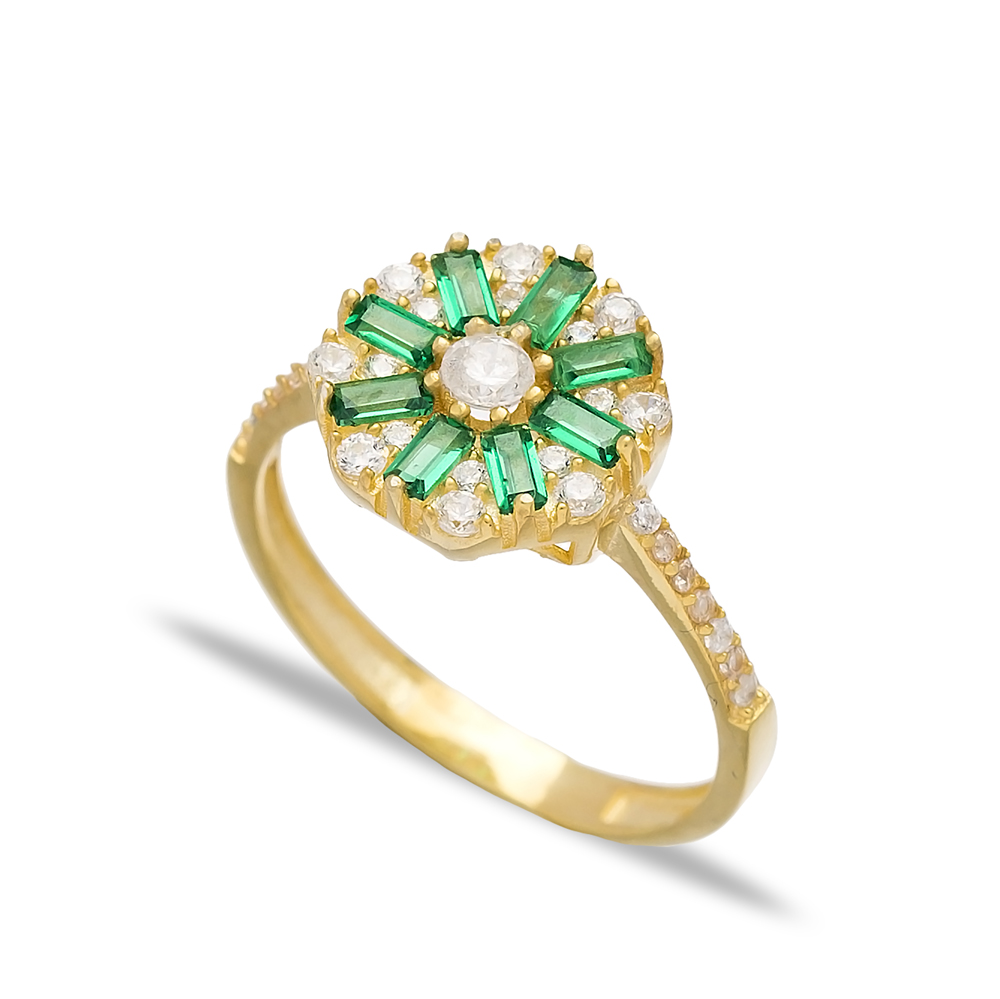 Emerald Baguette Engagement Rings Handmade Wholesale Turkish 925 Sterling Silver Jewelry