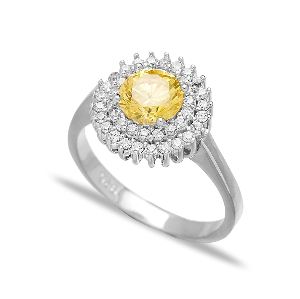 Yelow Zircon Dainty Design Turkish Rings Wholesale Fashion 925 Sterling Silver Jewelry