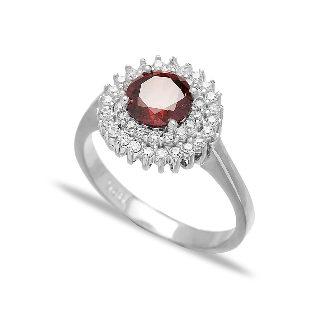 Garnet Stone Dainty Design Turkish Rings Wholesale Fashion 925 Sterling Silver Jewelry