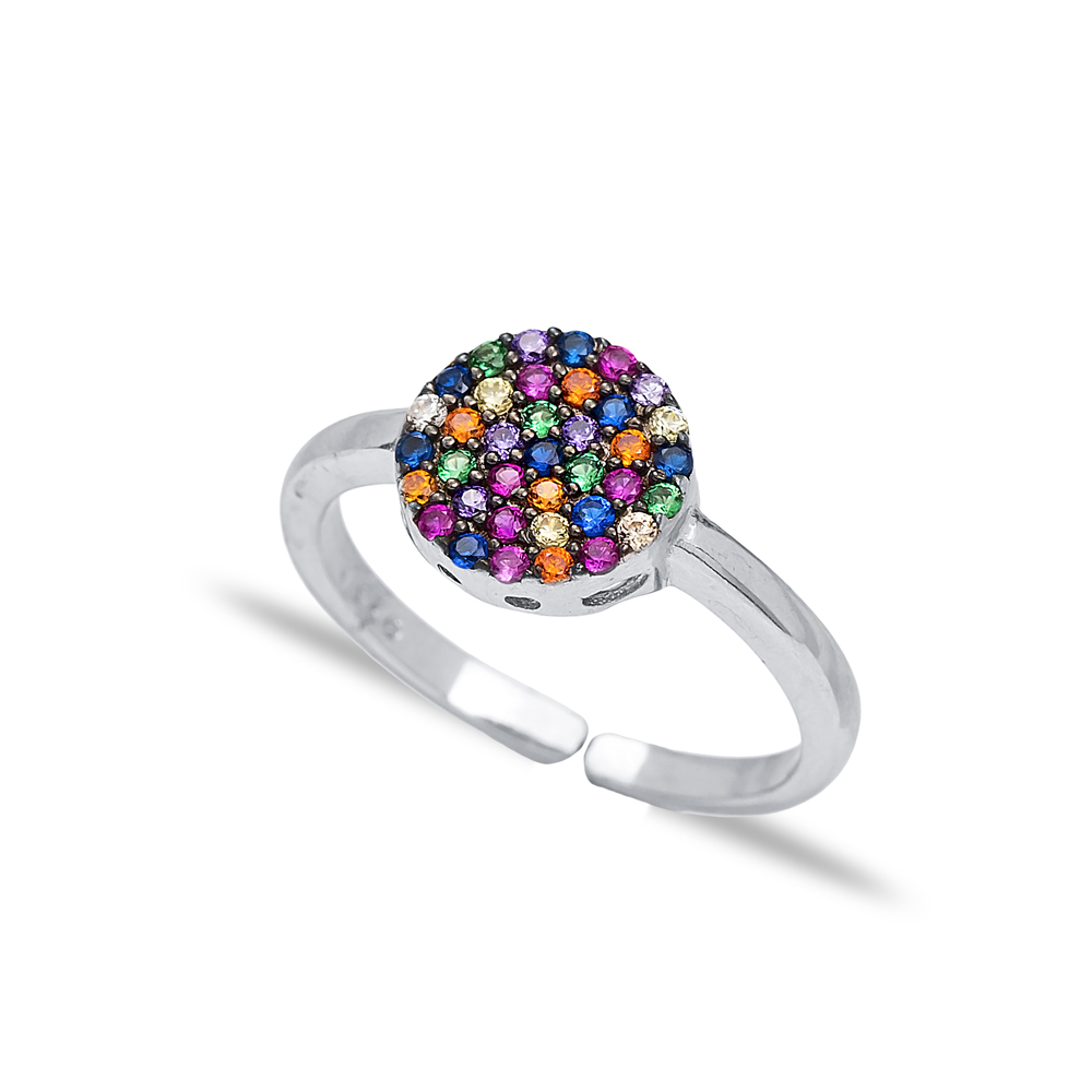 Mix Stone Minimal Round Ring Turkish Wholesale Handcrafted Silver Jewelry