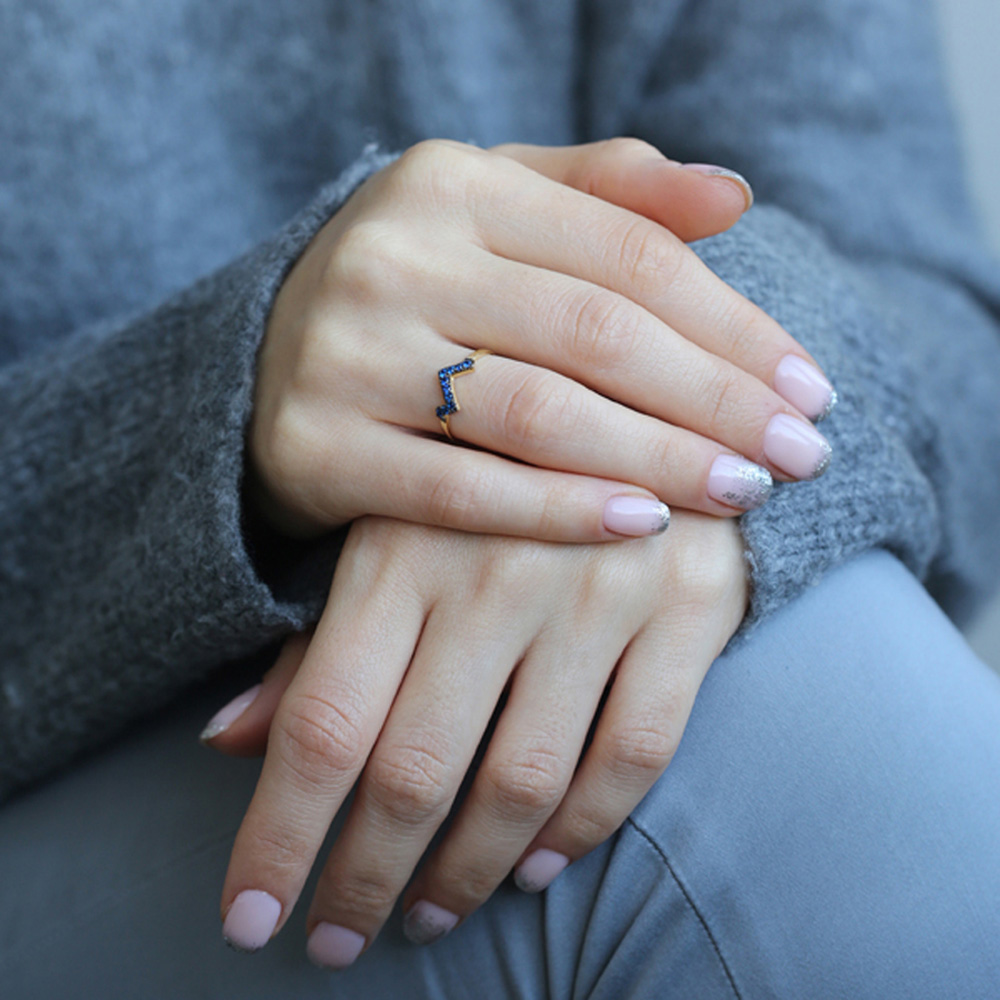 Minimalist Sapphire Stone Cluster Ring Wholesale Handcrafted 925 Sterling Silver Jewelry