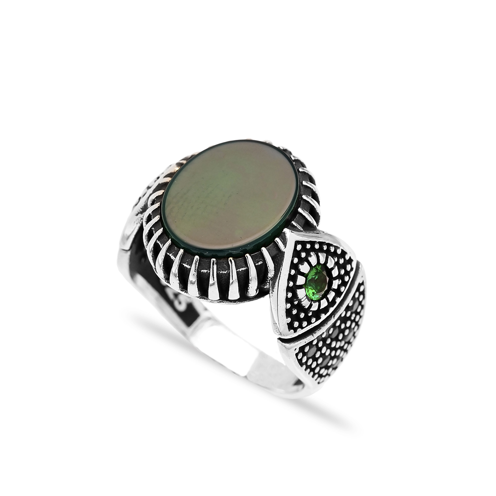 Green Agate Authentic Men Ring Wholesale Handmade 925 Sterling Silver