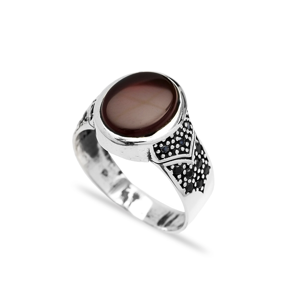 Agate Authentic Men Ring Wholesale Handmade 925 Sterling Silver