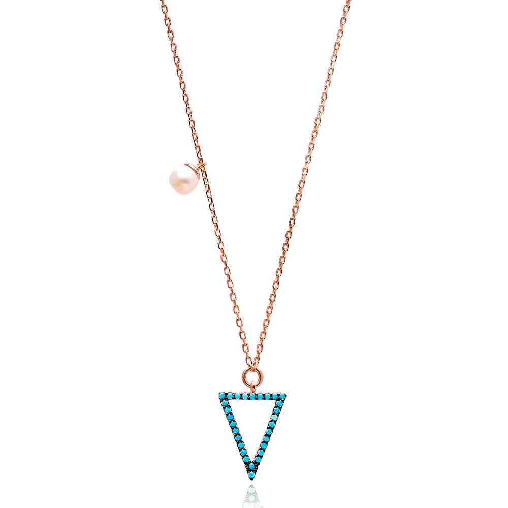 Nano Turquoise Minimalist Turkish Wholesale Silver Triangle Design Pendant