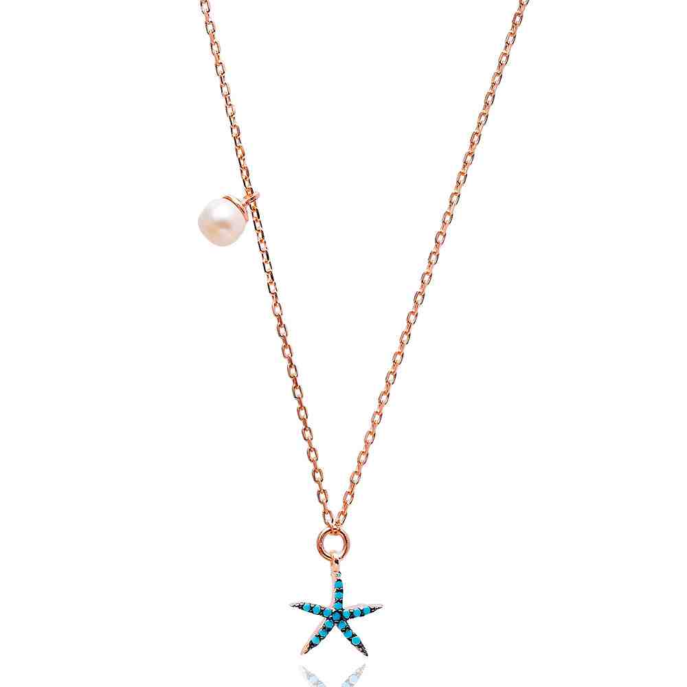 Nano Turquoise Minimalist Turkish Wholesale Silver Starfish Pendant