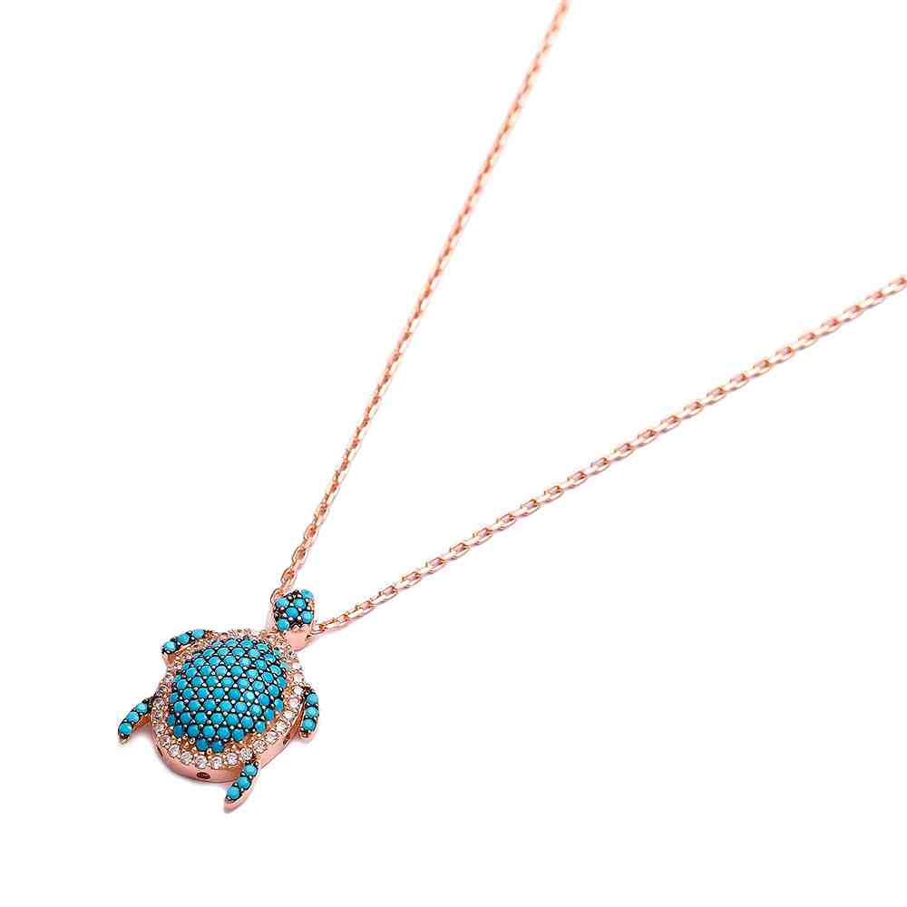 Nano Turquoise Minimalist Turkish Wholesale Silver Turtle Pendant