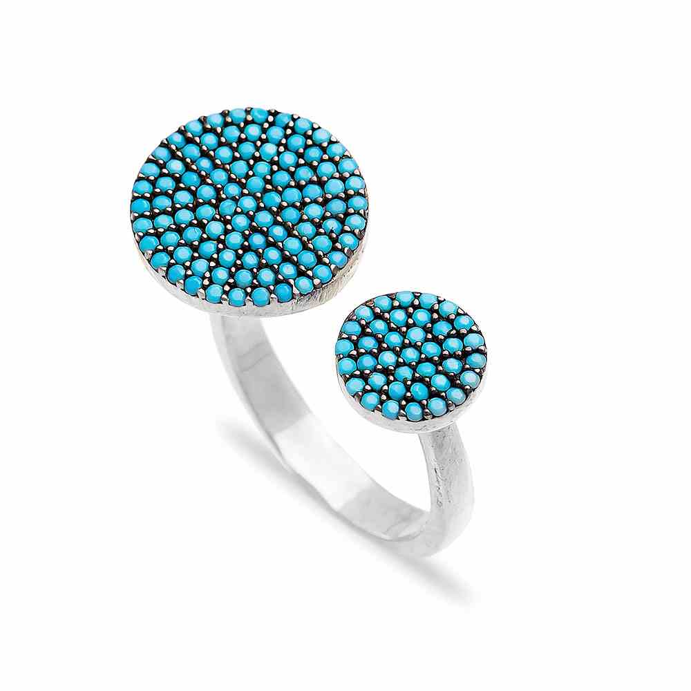 Round Fashionable Nano Turquoise Ring Wholesale Handcrafted Silver Jewelry