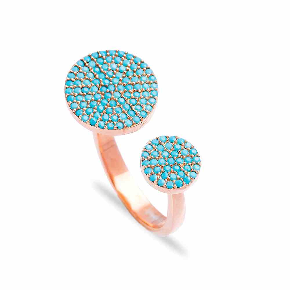 Fashionable Round Nano Turquoise Ring Wholesale Handcrafted Silver Jewelry