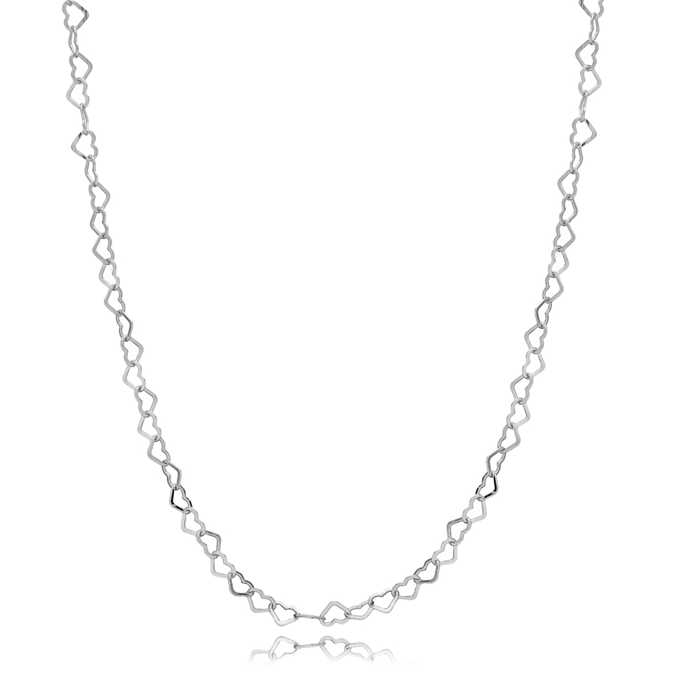 Heart Chain Necklace 925 Silver Jewelry